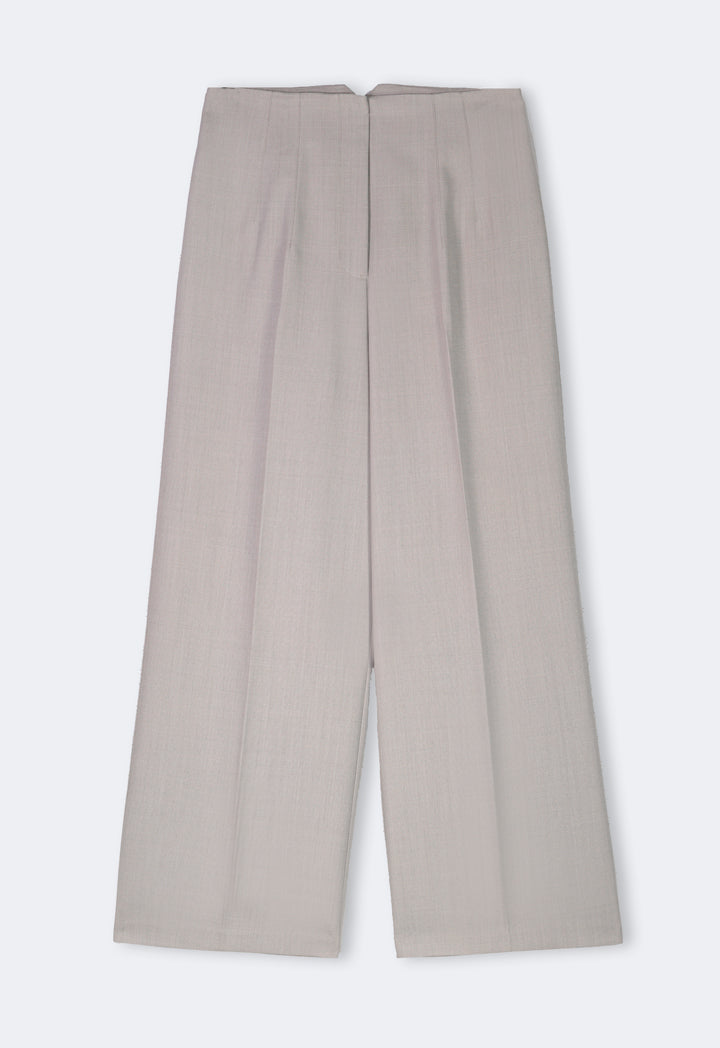 Choice Solid Wide Leg Trousers Cream