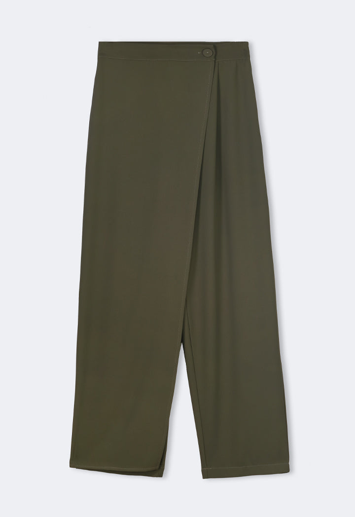 Choice Straight Cut Wrap Trousers Khaki