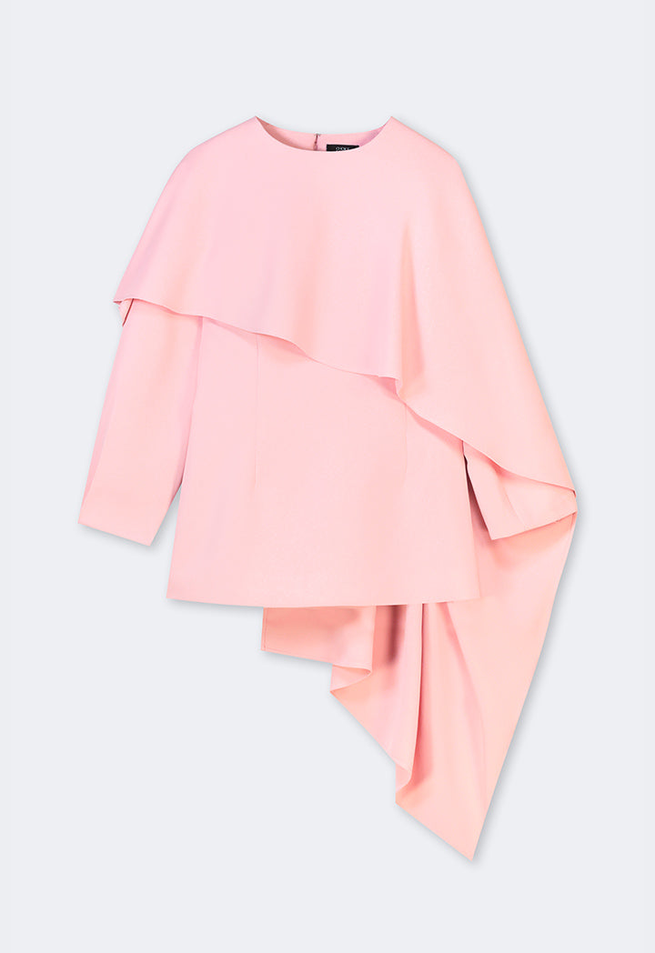 Choice Solid Cape Detail Blouse Blush