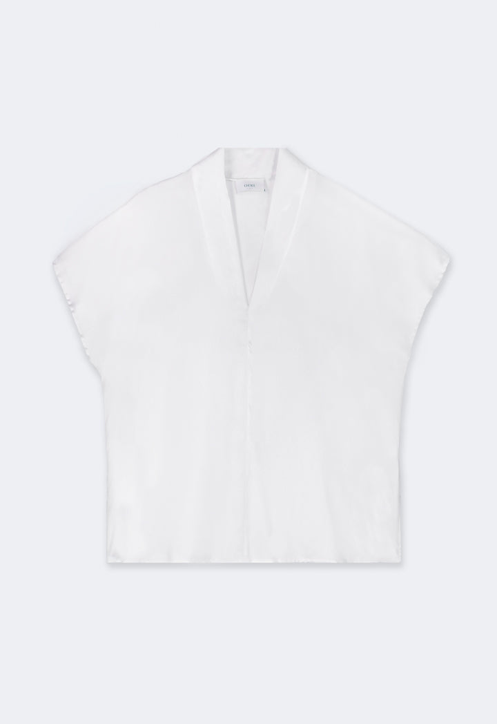 Choice V- Neck Basic Top Off White