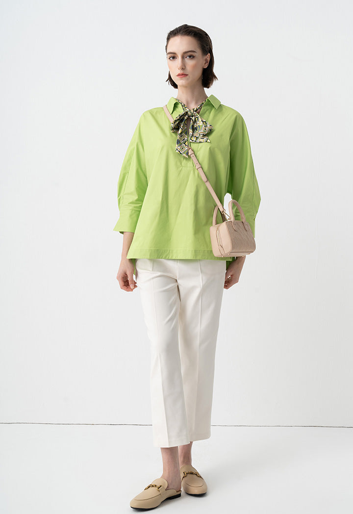 Choice Basic Three-Quarter Sleeves Blouse Green