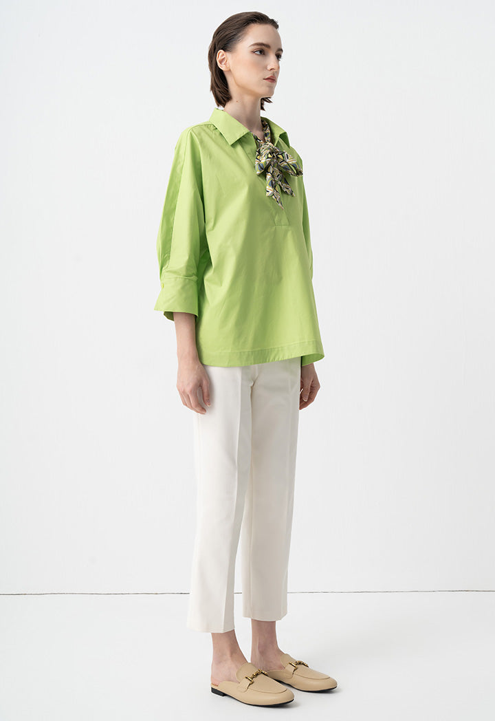 Choice Basic Three-Quarter Sleeves Blouse Green