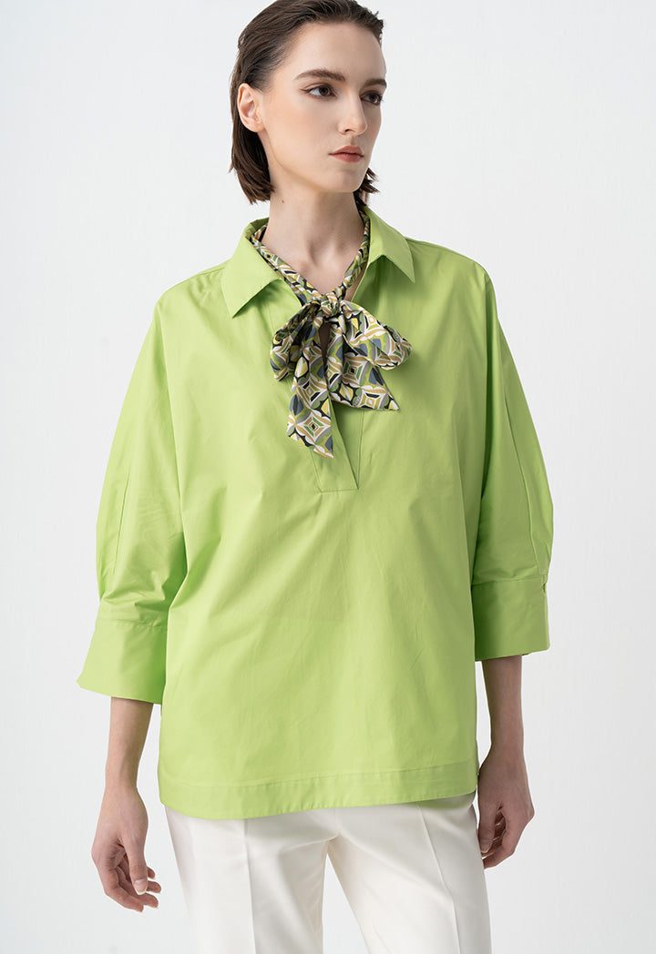 Choice Basic Three-Quarter Sleeves Blouse Green