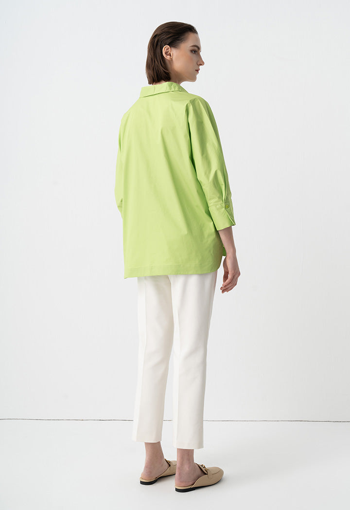 Choice Basic Three-Quarter Sleeves Blouse Green