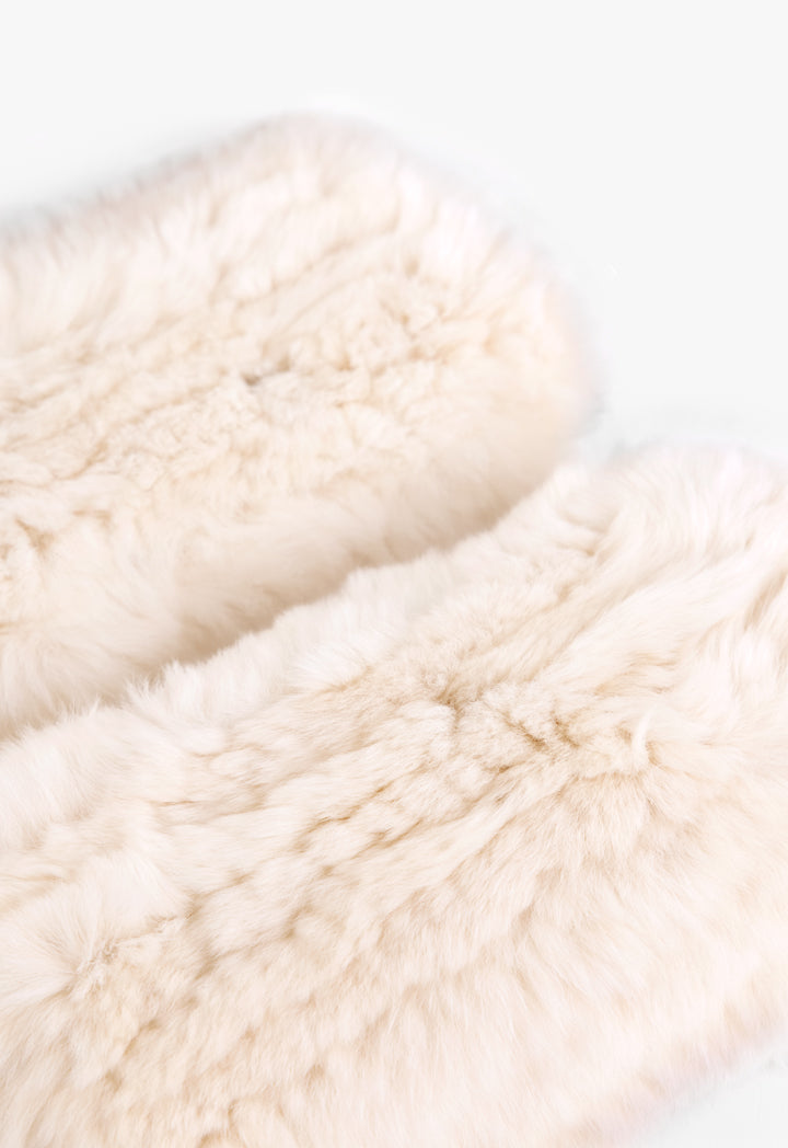 Choice Solid Faux Fur Gloves Cream