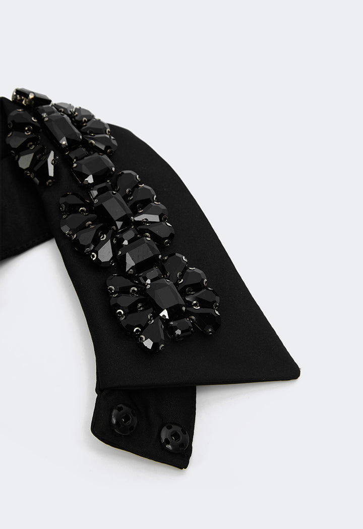 Choice Rhinestone Embellished Detachable Collar Black