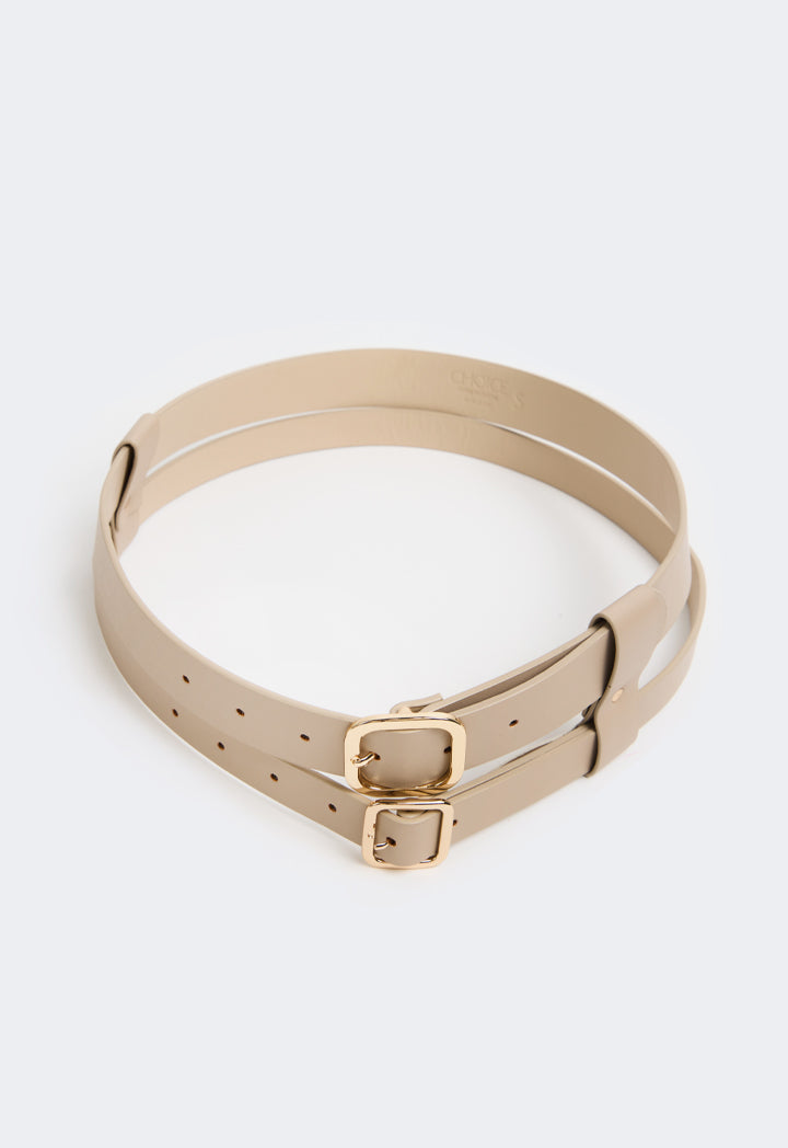 Choice Solid Double Strap Belt Beige