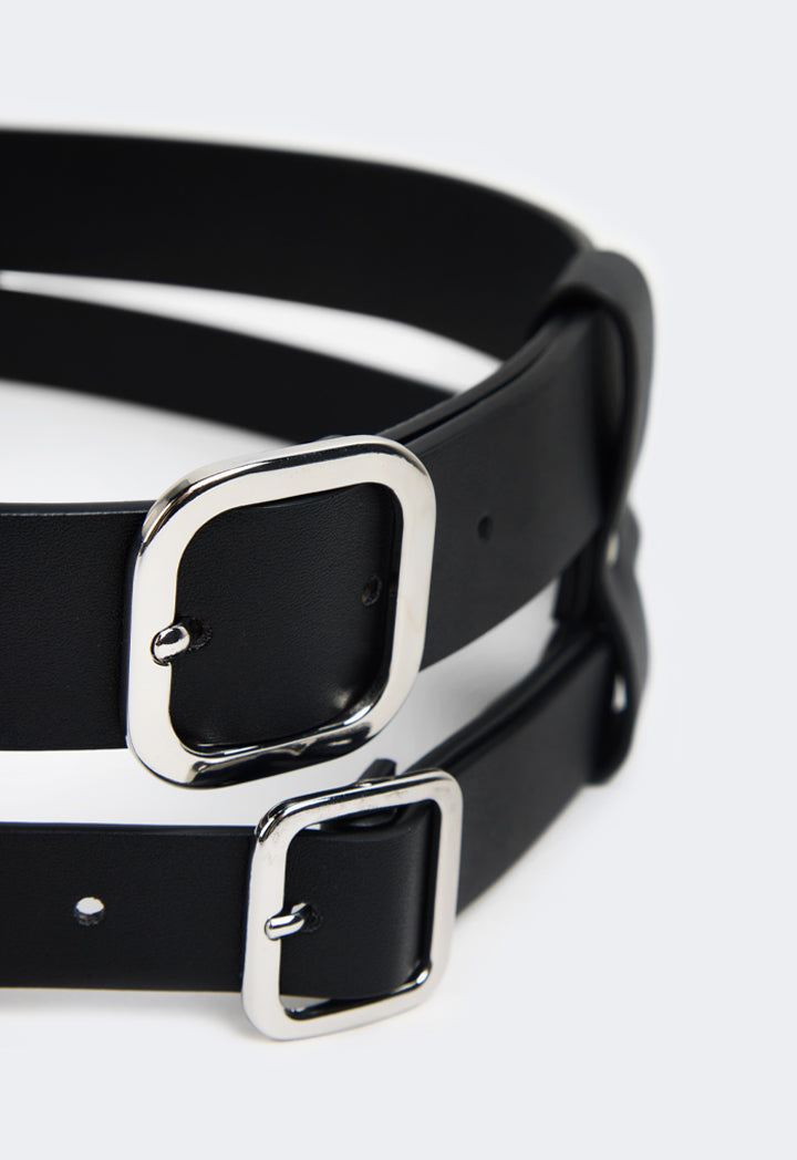 Choice Solid Double Strap Belt Black