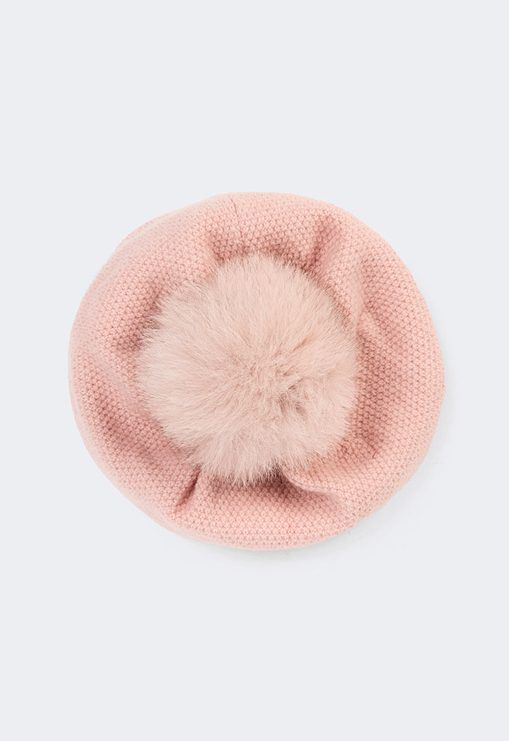 Choice Pom Pom Embellished Beanie Pink