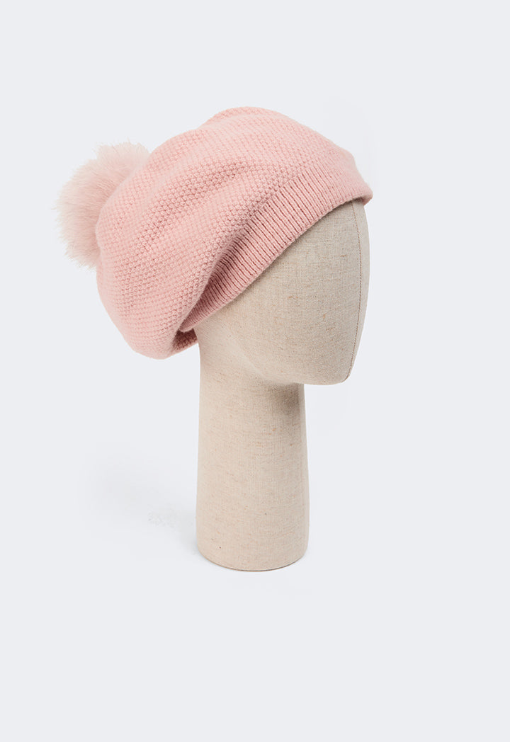 Choice Pom Pom Embellished Beanie Pink