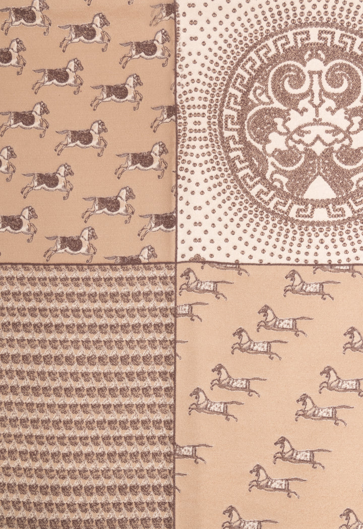 Choice Horse Print Knitted Shawl Beige