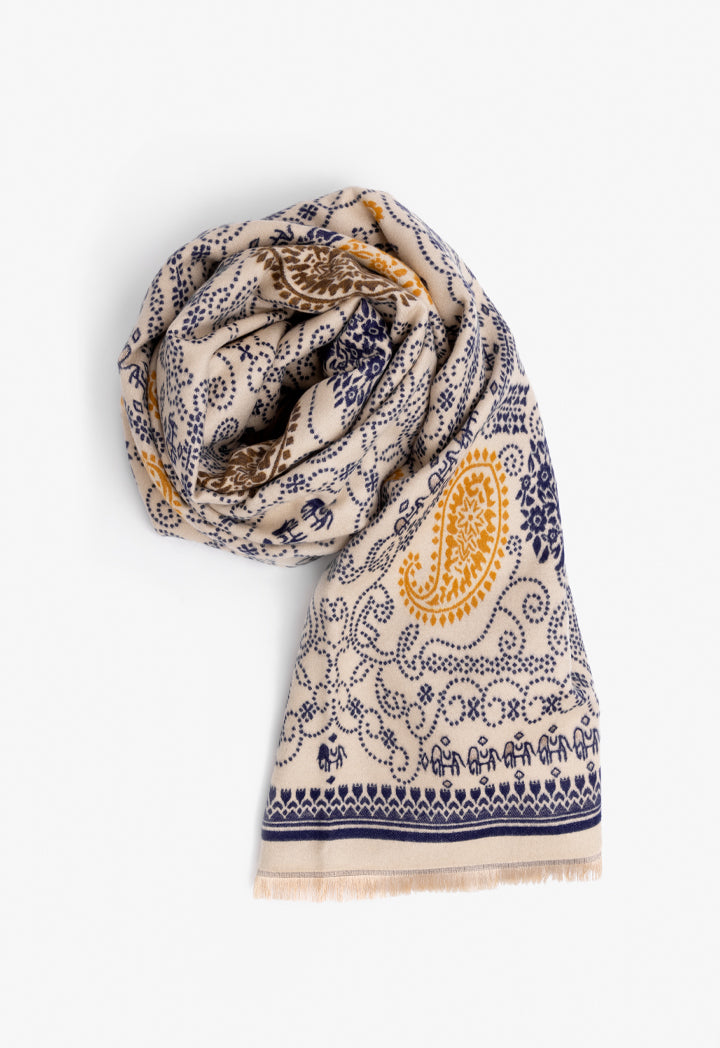 Choice Printed Pattern Winter Shawl Navy