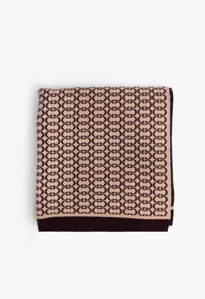 Choice Knitted Monogram Shawl Brown