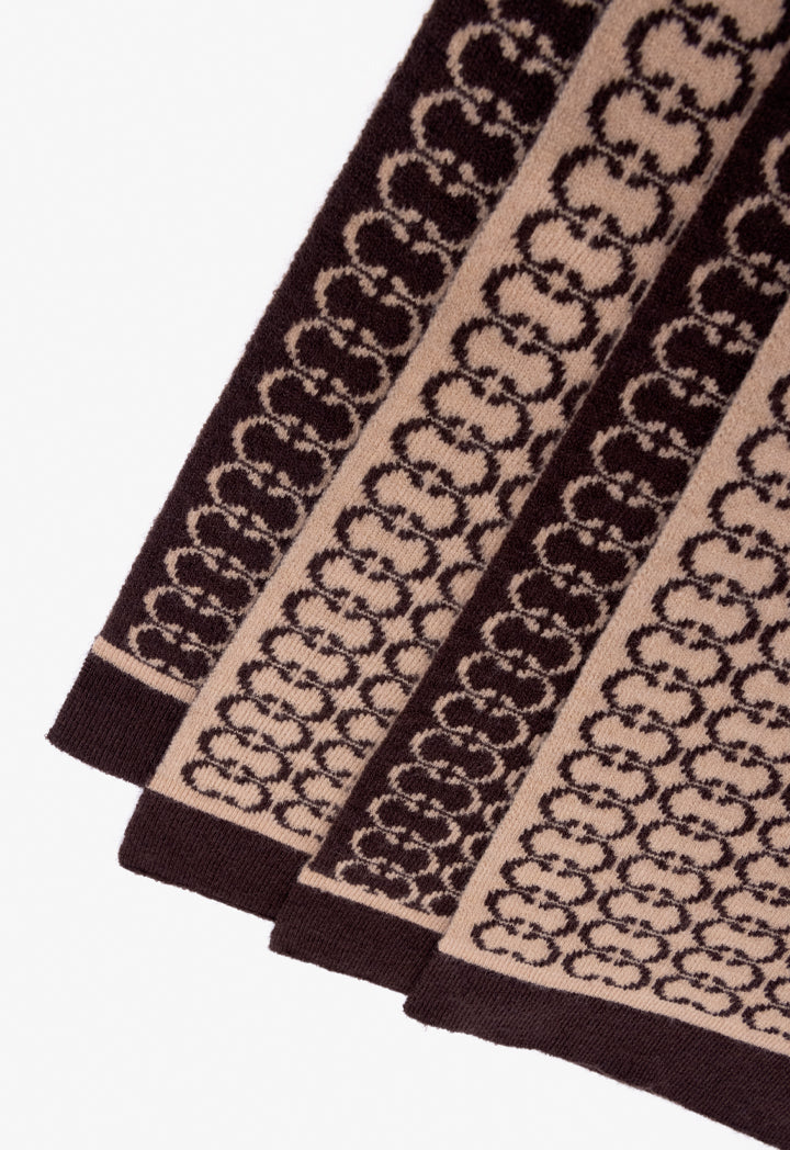 Choice Knitted Monogram Shawl Brown