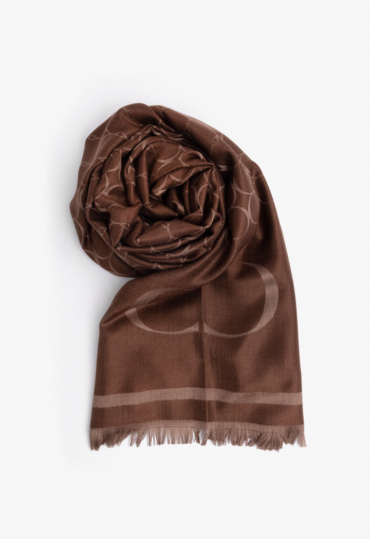 Choice Printed Monogram Shawl Brown