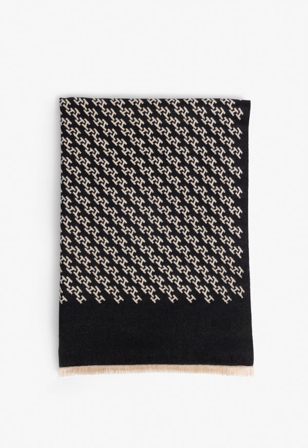 Choice Knitted Monogram Shawl Black