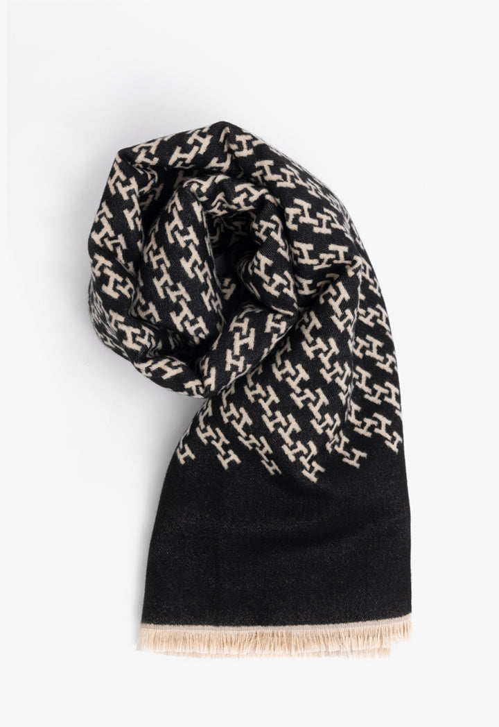 Choice Knitted Monogram Shawl Black