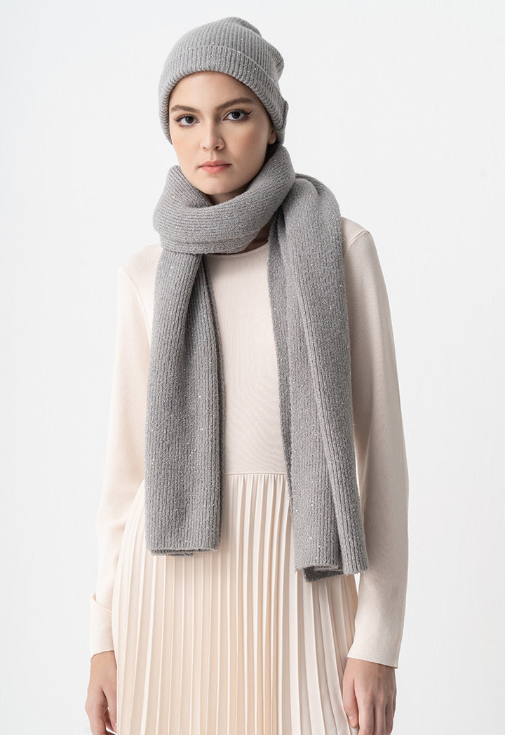 Choice Knitted Lurex Scarf Grey