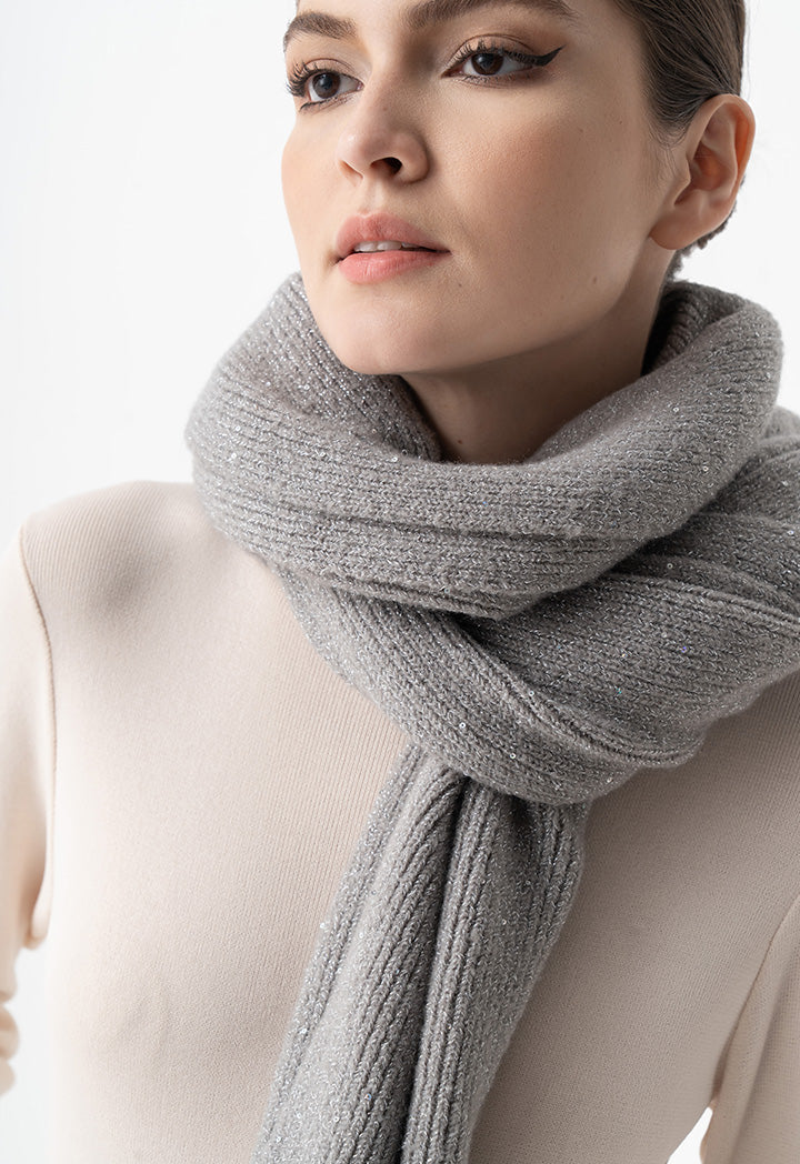 Choice Knitted Lurex Scarf Grey