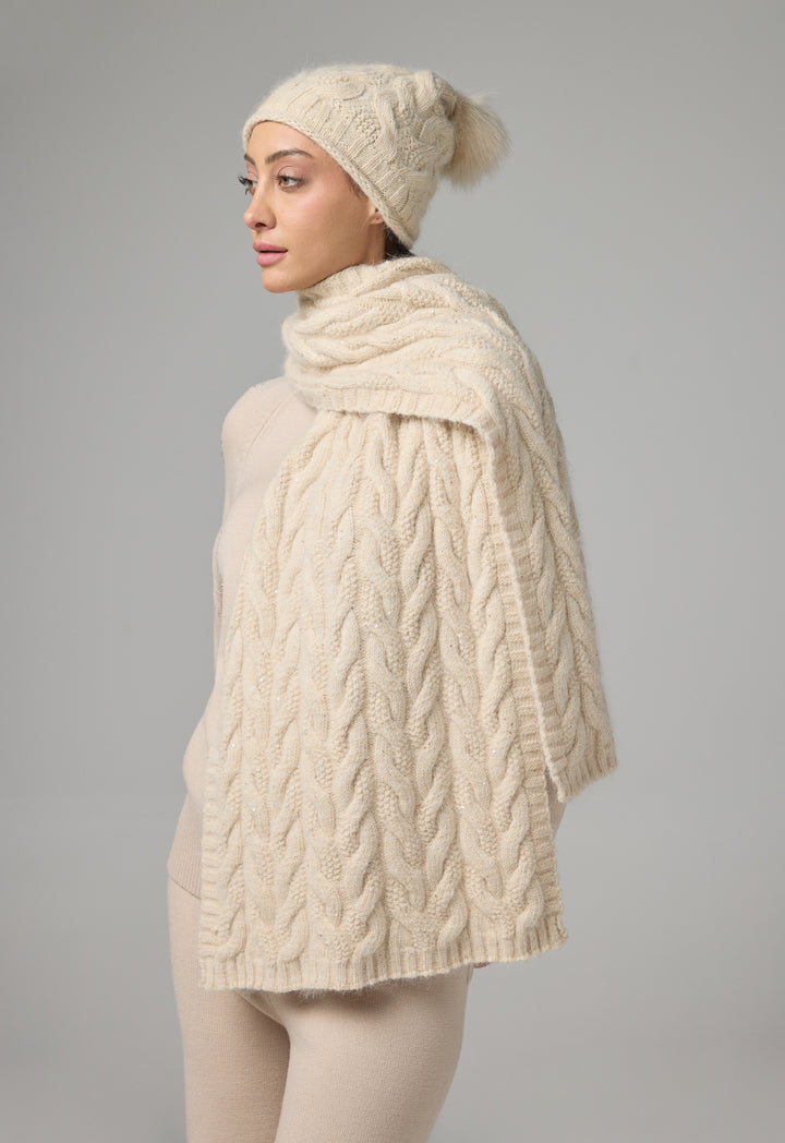 Choice Solid Textured Winter Scarf Cream