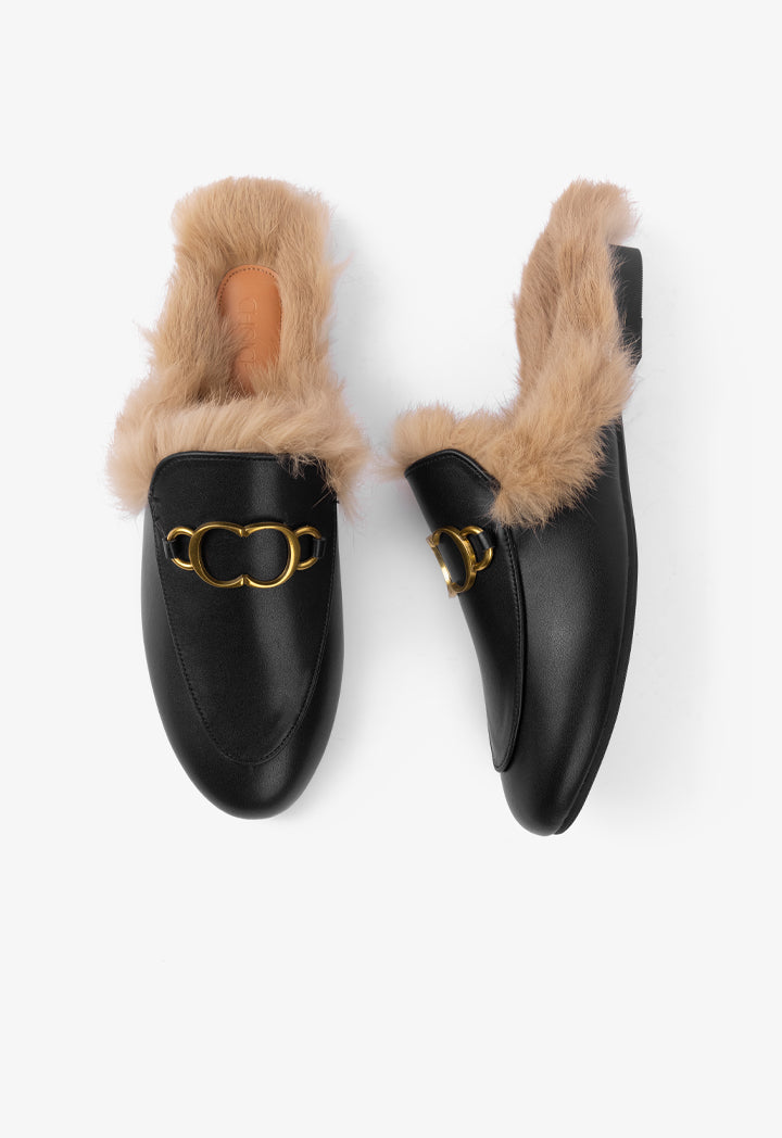 Choice Faux Fur Sole Mules Black