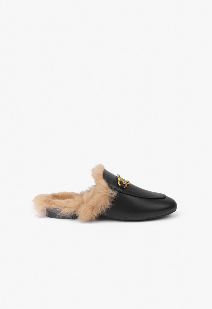 Choice Faux Fur Sole Mules Black