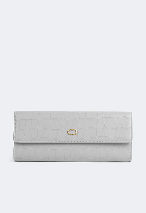 Choice Embossed Croc Clutch Grey