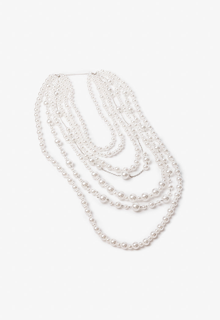 Choice Pearl Detailed Multi Necklace White