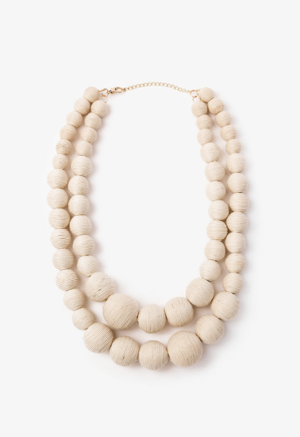 Choice Circular Chunky Thread Wrapped Necklace White