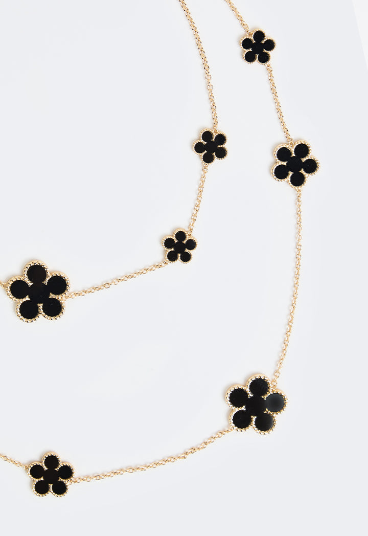 Choice Floral Opera Necklace Black