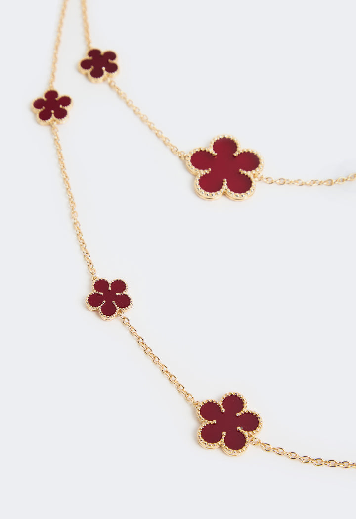 Choice Floral Opera Necklace Red