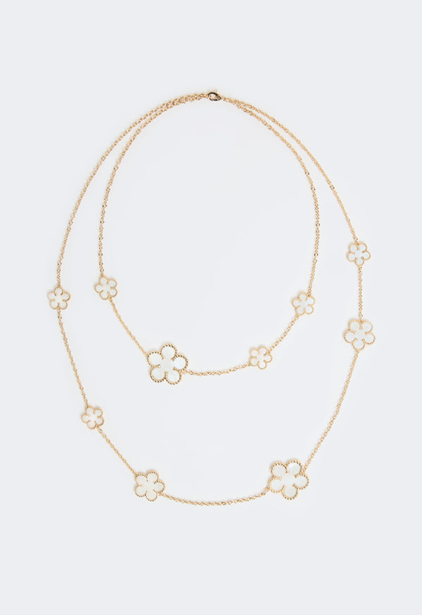 Choice Floral Opera Necklace White