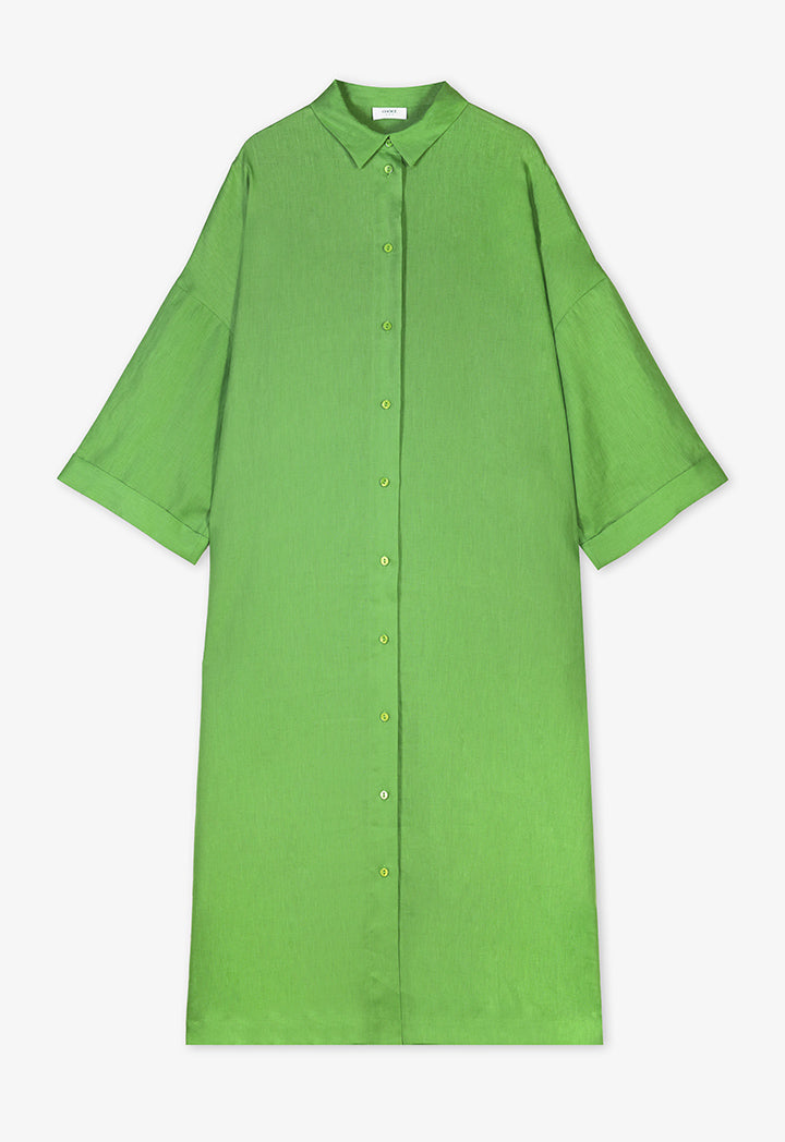 Choice Drop Shoulder Basic Shirt Dress  Green