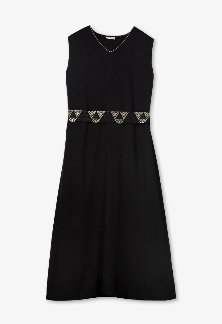 Choice Solid Sleeveless Oversize Dress - Ramadan Style Black