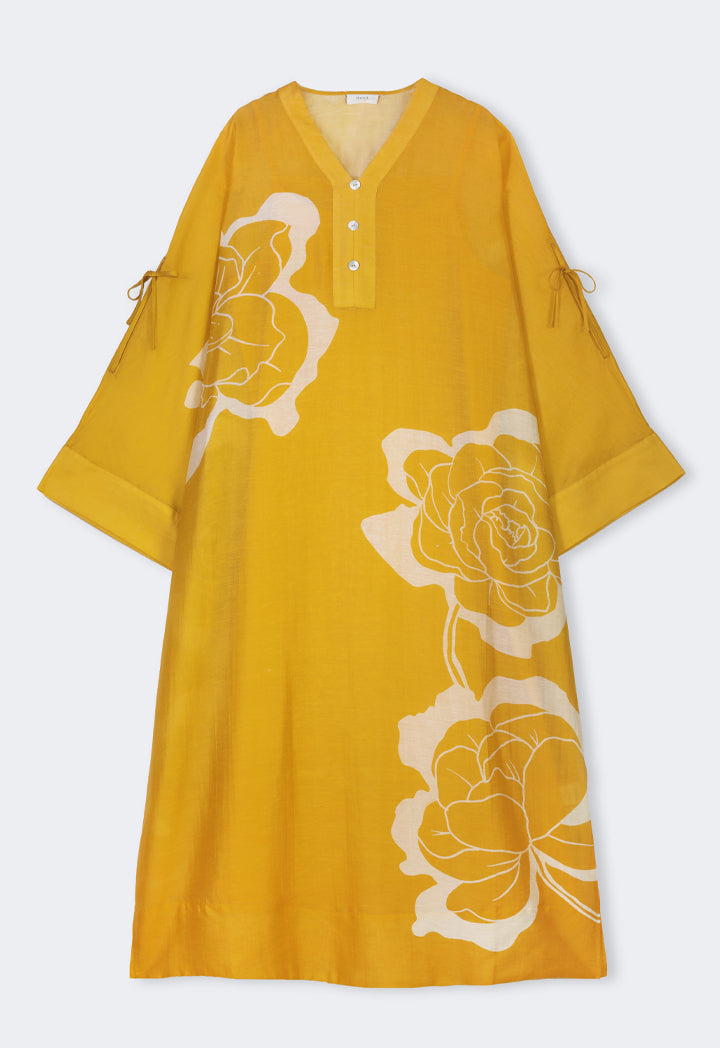 Choice Floral Printed Oversize Dress Gold