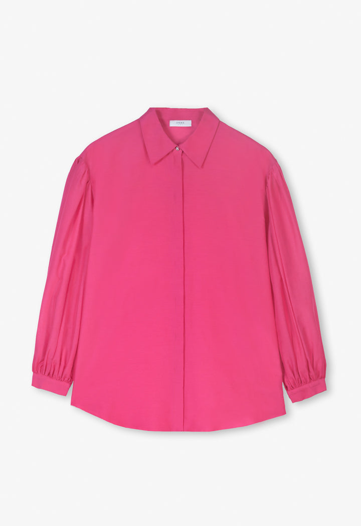 Choice Long Sleeve Basic Shirt Fuchsia