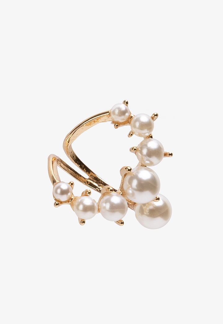 Choice Modern Faux Pearls Ring Off White