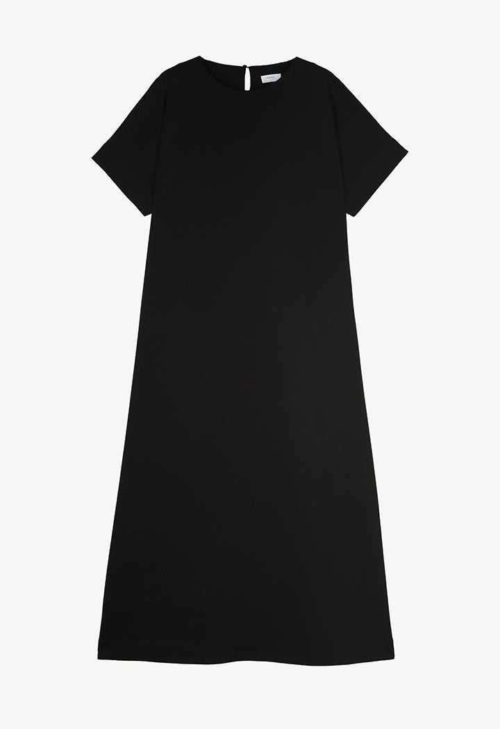 Choice Cap Sleeves Basic Maxi Dress  Black