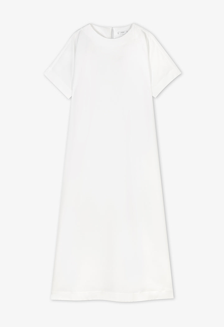 Choice Cap Sleeves Basic Maxi Dress  Off White