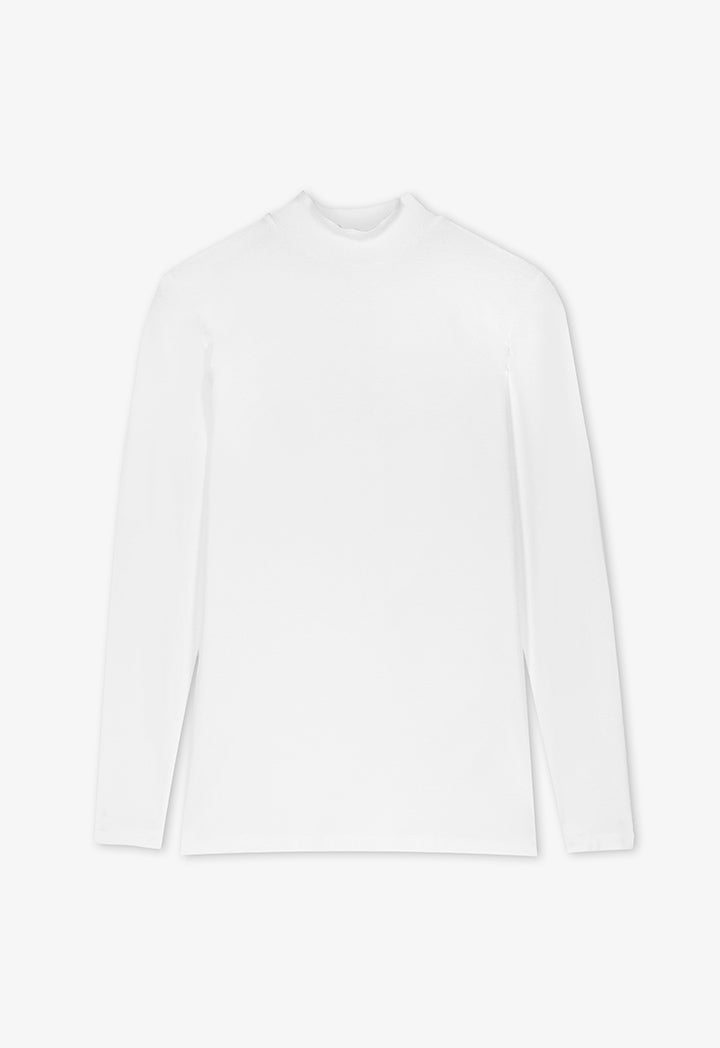 Choice High Neck Long Sleeve Basic Top Off White