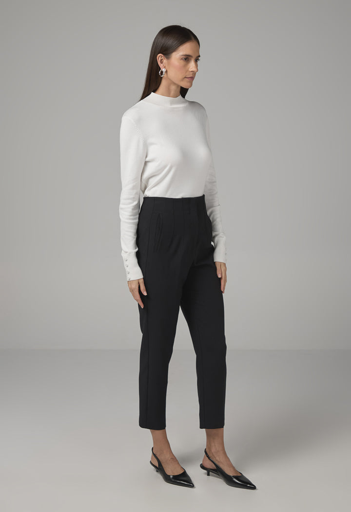 Choice Single Tone High-Waist Trousers Black