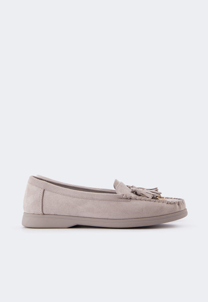 Choice Tassel Suede Loafers Grey