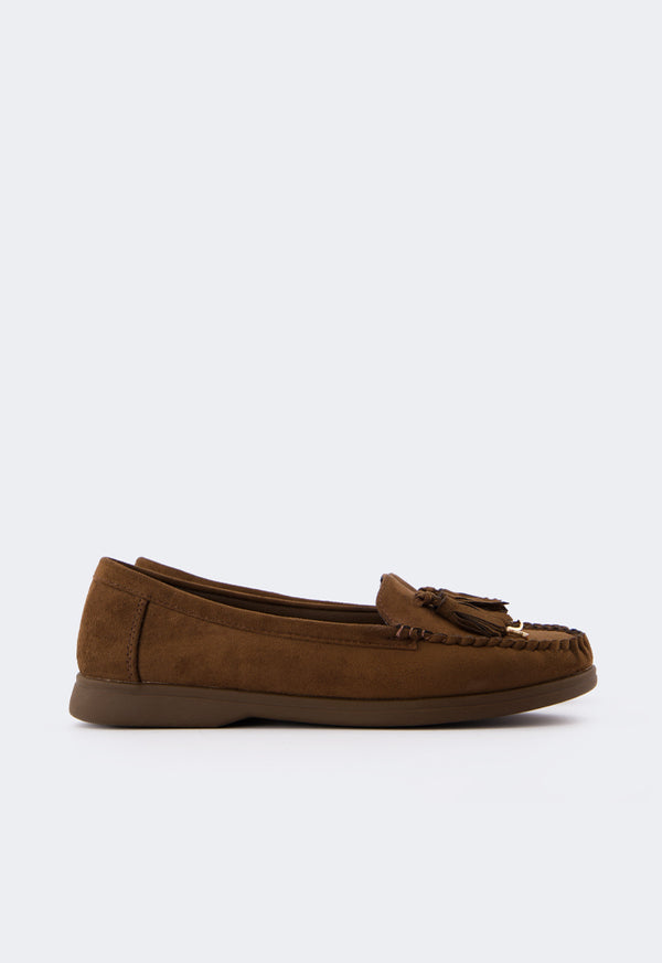 Choice Tassel Suede Loafers Dark Brown