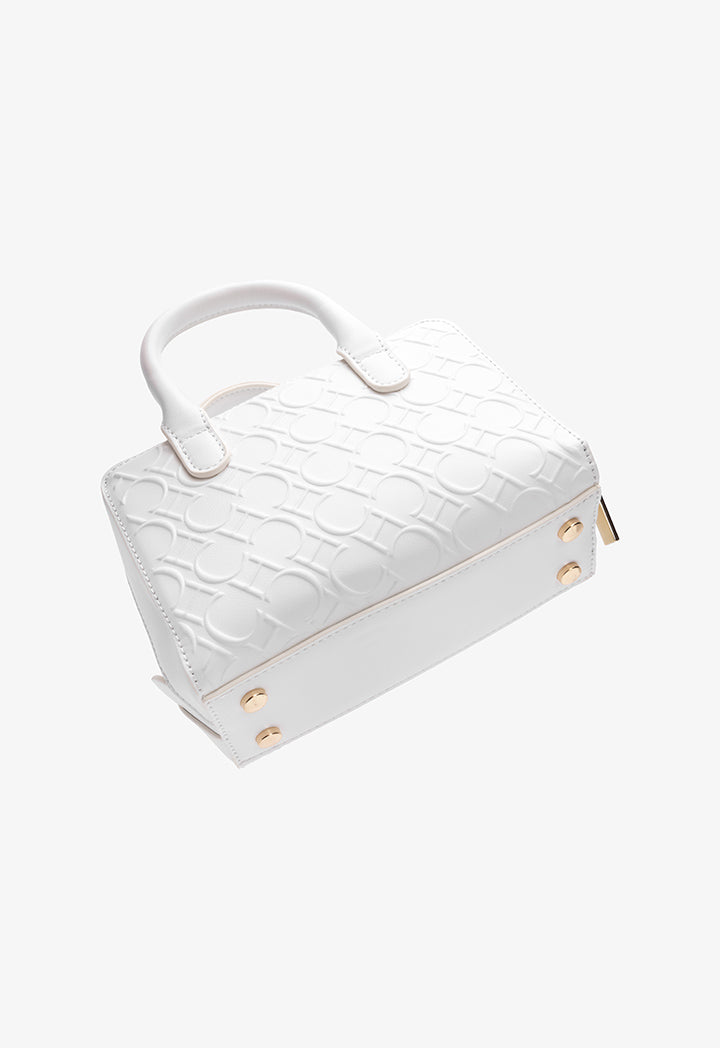 Choice Solid Textured Monogram Cross Body Bag White