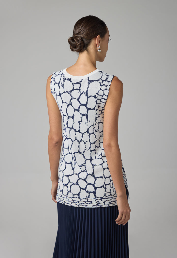 Choice Contrast Knitted Sleeveless Top Navy-White