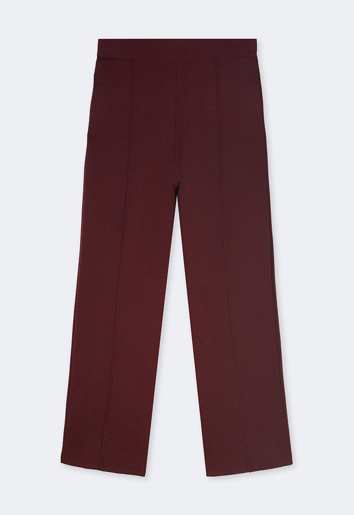 Choice Knitted Straight Fit Solid Pants Burgundy