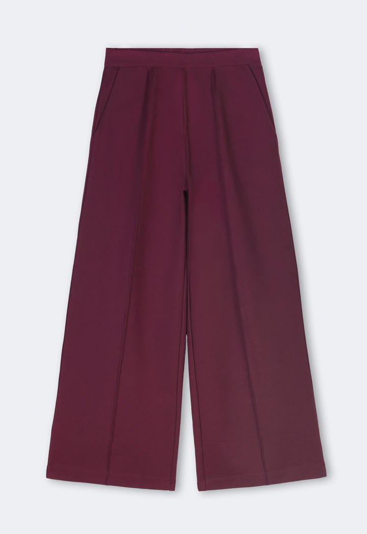 Choice Basic Straight Wide Cut Trousers Burgundy