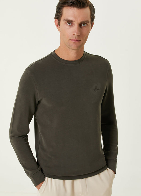 Beymen Club Men Logo Detailed Sweatshirt Khaki