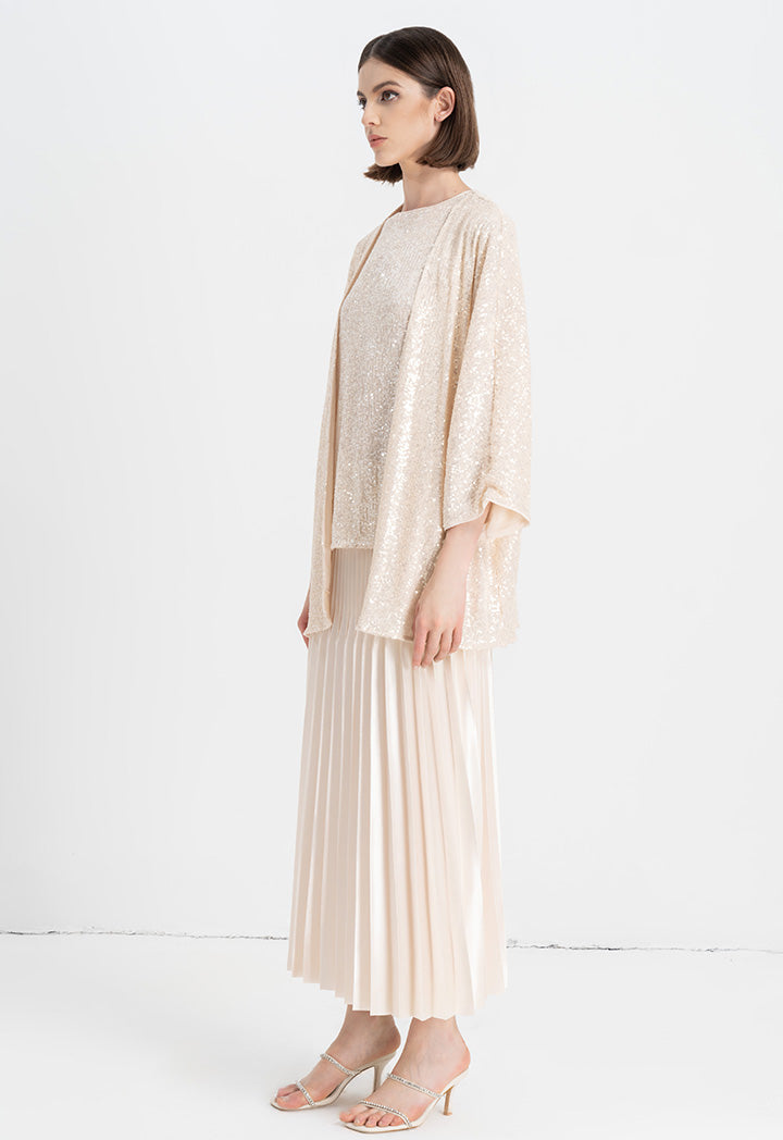 Choice Kimono Sleeves Sequins Cardigan Sand Beige