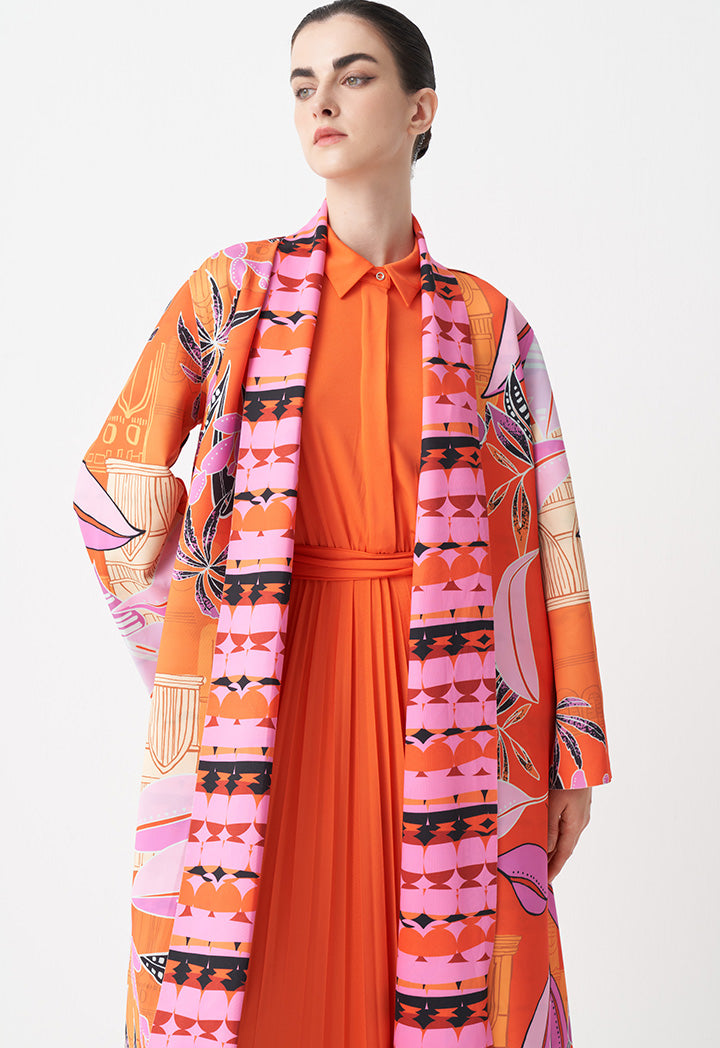 Choice Printed Kimono Outerwear Orange